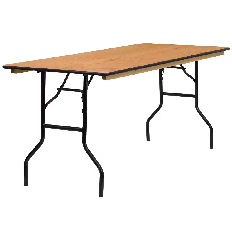 Flash Furniture 6-Foot Rectangular Wood Folding Banquet Table with Clear Coated Finished Top