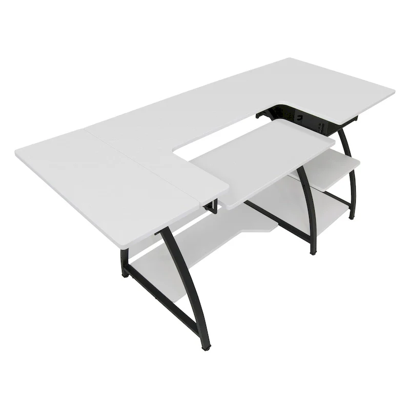Hobby Sewing Desk with Optional Grid Top & Foldable Shelf – Dual-Purpose Home Office Desk