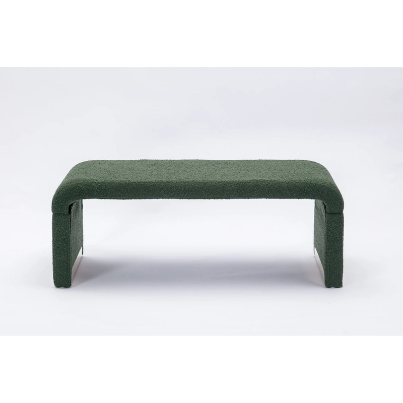 New Boucle Fabric Ottoman Footstool Bedroom Bench Shoe Bench With Gold Metal Legs