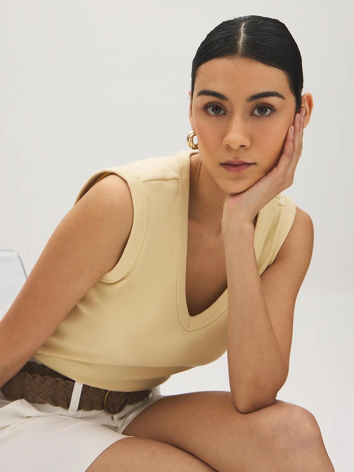 Cotton-Blend Rib Tank Top