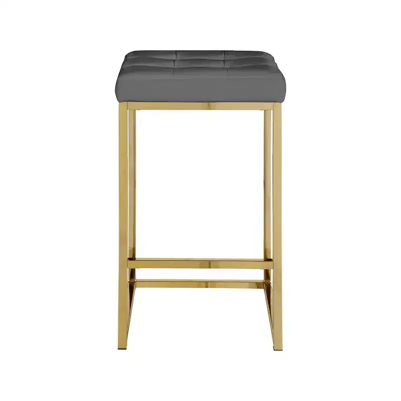 Meridian Furniture,Nicola Grey Vegan Leather Stool, Set of 2