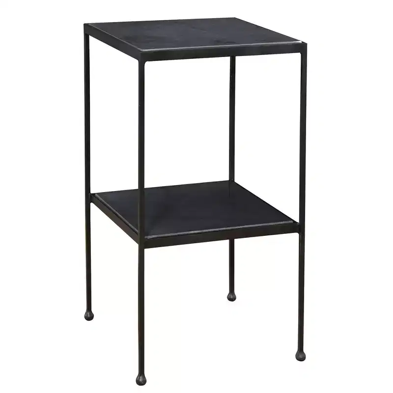 Uttermost Sherwood 13 Wide Black Double-Shelf Accent Table