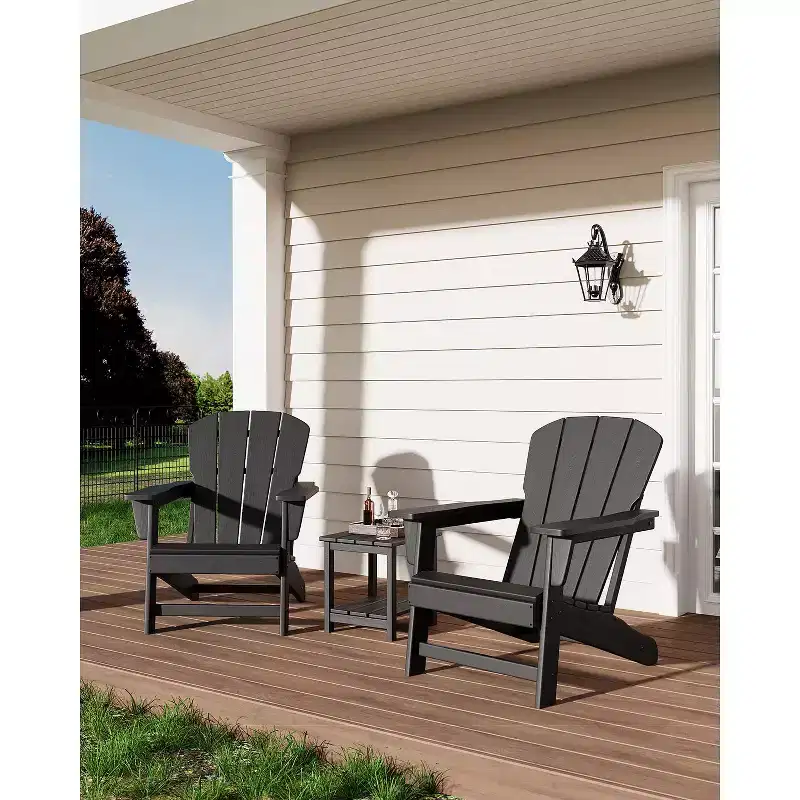 Oversized All-Weather Adirondack Chair  380 lb Capacity HDPE with Wood-Like Texture, Durable Outdoor Lounge Chair for Patio, Lawn & Deck