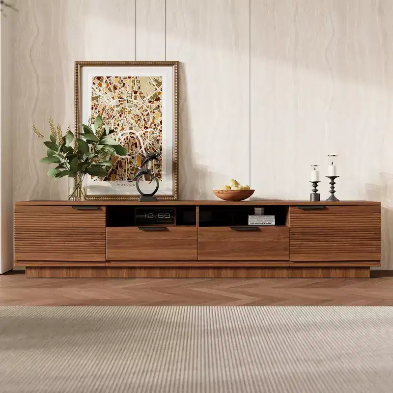 TV Stand 78 for TVs up to 85, Modern Entertainment Center with Deep Drawer & Soft-Closing Door, Wood Media Console with Cable Management