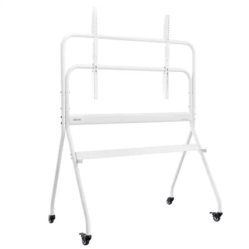 Rolling TV Stand, Mobile TV Cart for 35-100 Inch LED/LCD/OLED Flat/Curved TVs, Portable Monitor Stand with Wheels, Holds up to 198 lbs, White