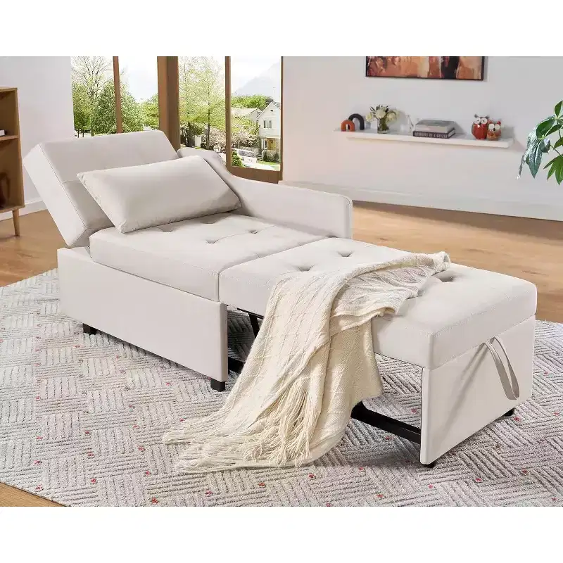 3-in-1 Sleeper Sofa Chair with Adjustable Backrest, Foldable Loveseat, Recliner