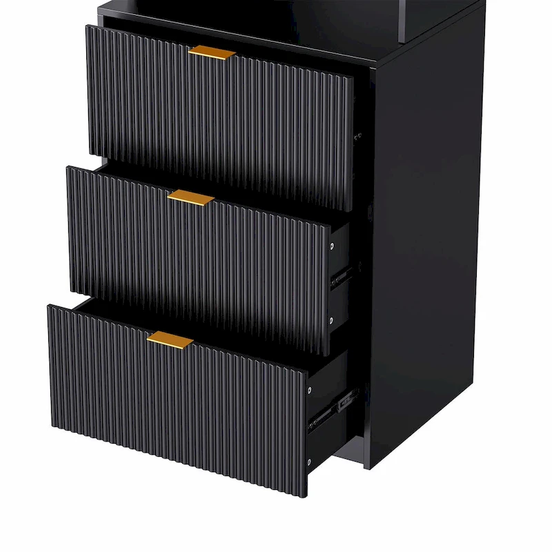 4-Piece Entertainment Wall Unit with 13 Shelves, 8 Drawers, and 2 Cabinets