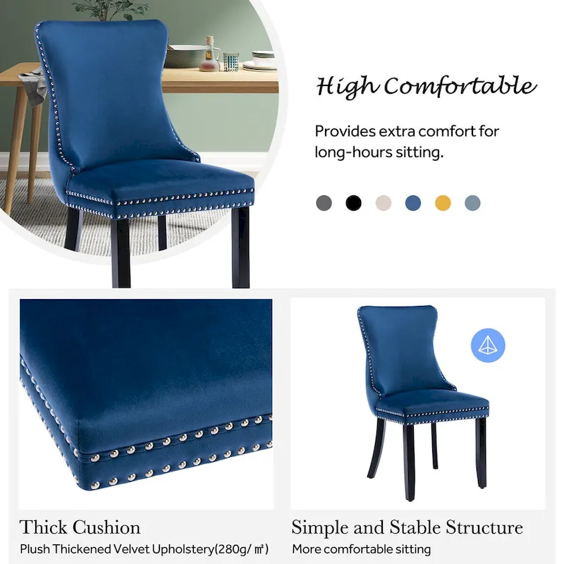 KATA Velvet Upholstered Wingback Dining Chairs Set of 2
