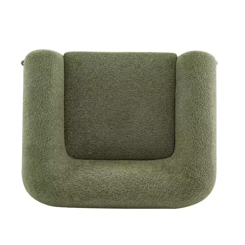 Birch Wood Boucle Upholstered Club Chair