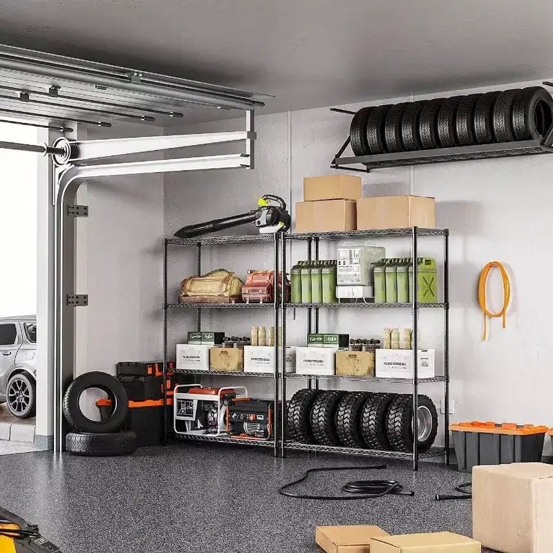 1400 LBS Heavy Duty Black Metal Wire Shelves 4 Tier Adjustable Garage Storage Shelf Unit Kitchen Office Dorm Warehouse