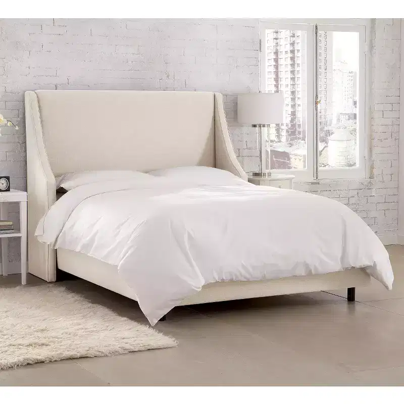 Skyline Furniture Dianna Swoop Arm Wingback Linen Bed