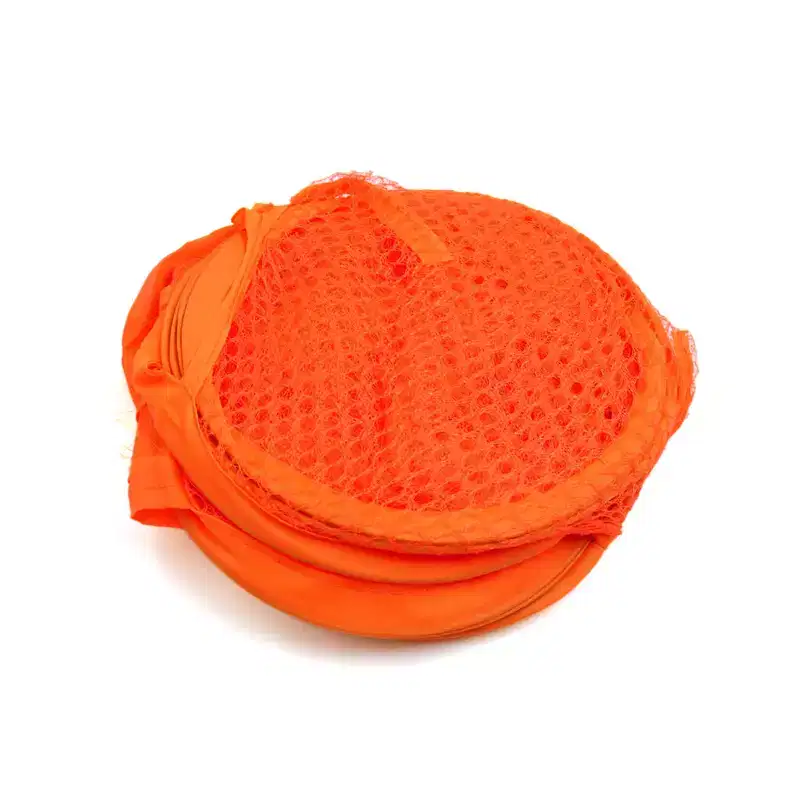 Unique Bargains Mesh Bag Foldable Dirty Clothes Storage Laundry Basket Organizer Orange 2 Pcs