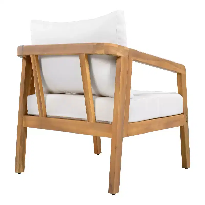 Christopher Knight Home Muhin Modern 3 Piece Acacia Patio Seating Set with Cushion and Rectangular Slatted Table