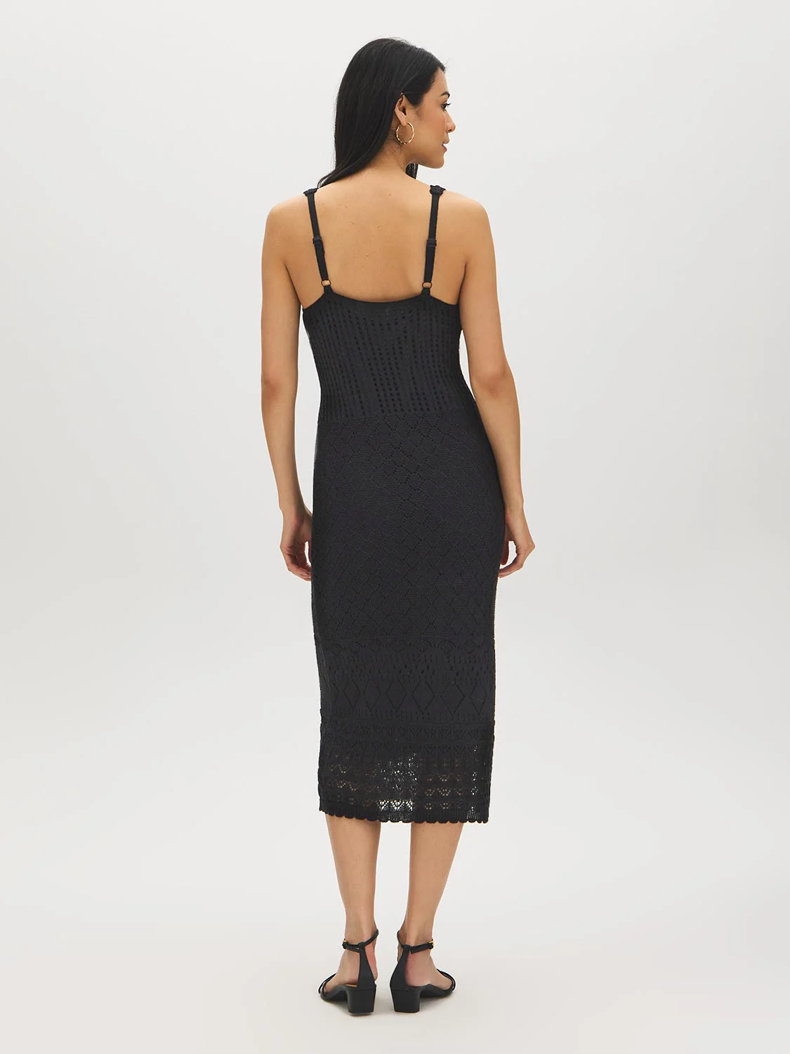 Crochet V-Neck Midi Dress