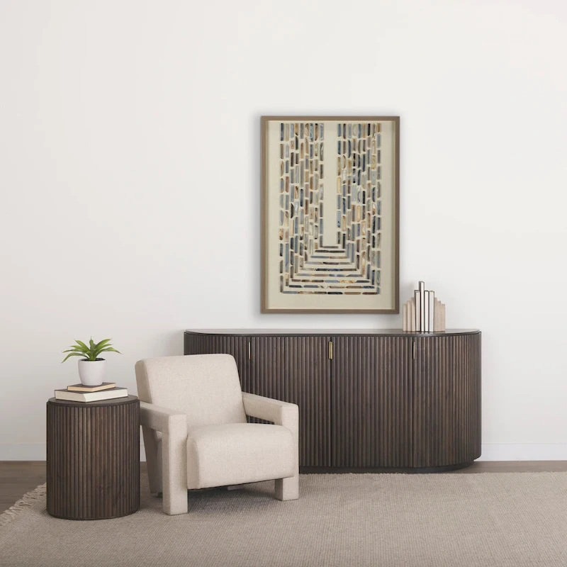 Terra Dark Brown Solid Wood Fluted Sideboard - 72.0L x 18.5W x 32.0H
