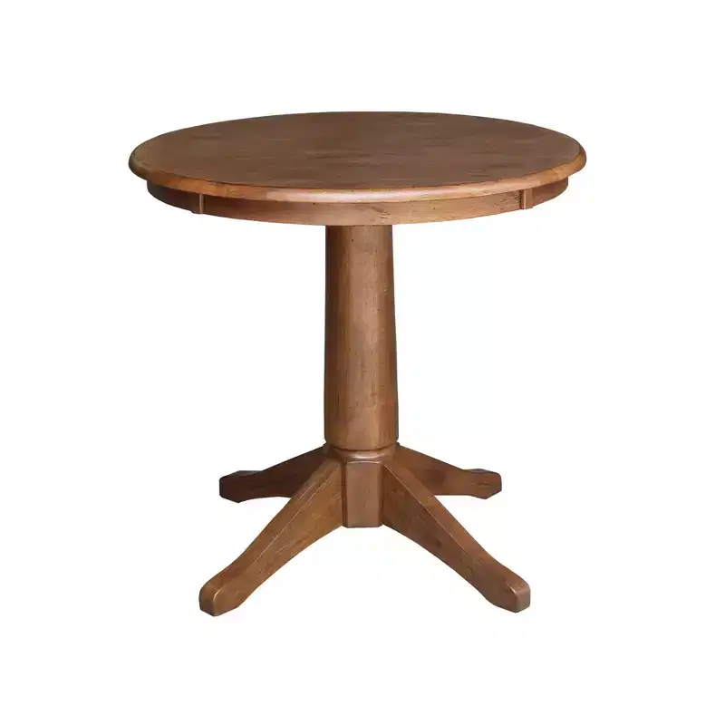 29.9" Dining Tables  Round Top Pedestal Distressed Oak