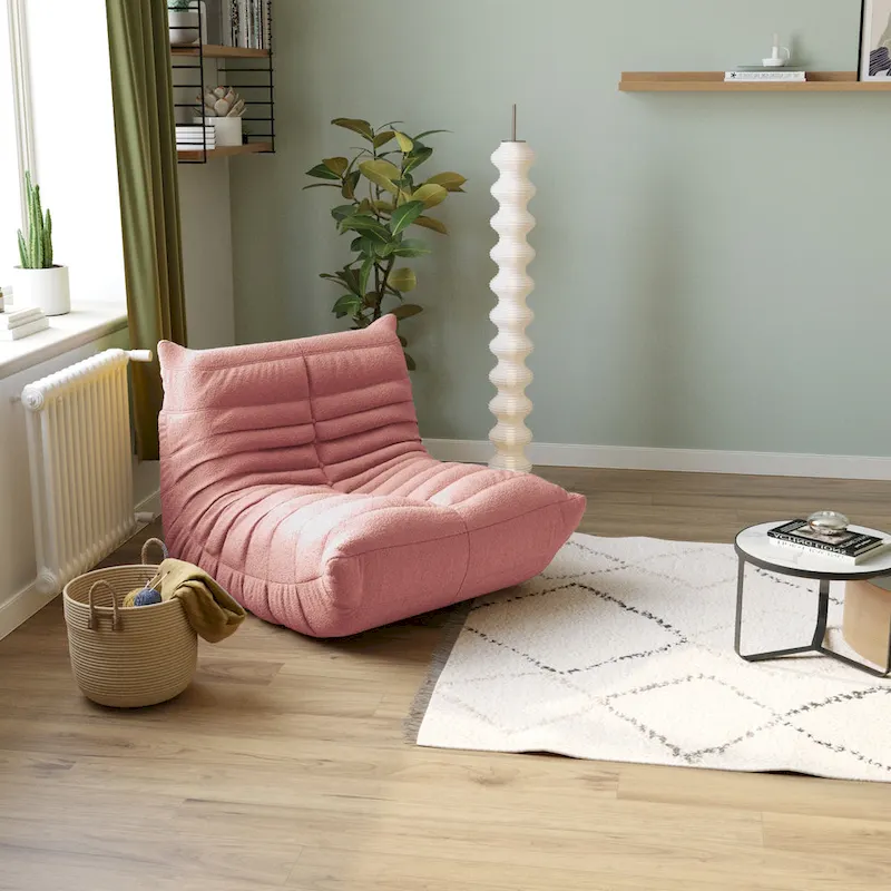 Feature Lazy Sofa Teddy Fabric Couch Living Room Sofa Bean Bag Chair