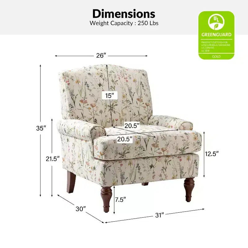 comfy Livingroom Armchair with Solid Wood Legs