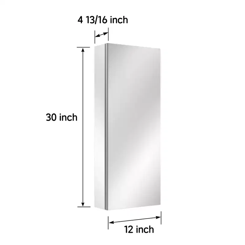HBEZON Medicine Cabinet with Mirrors, Recessed/Wall Mounted Bathroom Cabinet, Adjustable Shelves, Soft-Close Hinge, Rectangular, Aluminum, Silver