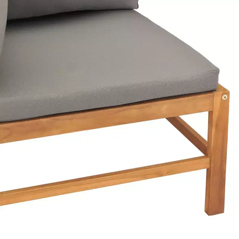vidaXL Garden Bench Dark grey cushions and natural teak wood Teak hardwood