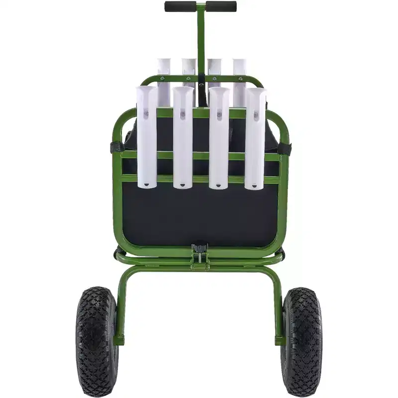 Beach Fishing Cart, 300 lbs Load Capacity, Foldable Fish and Marine Cart with Four 11 Big Wheels Rubber Balloon Tires