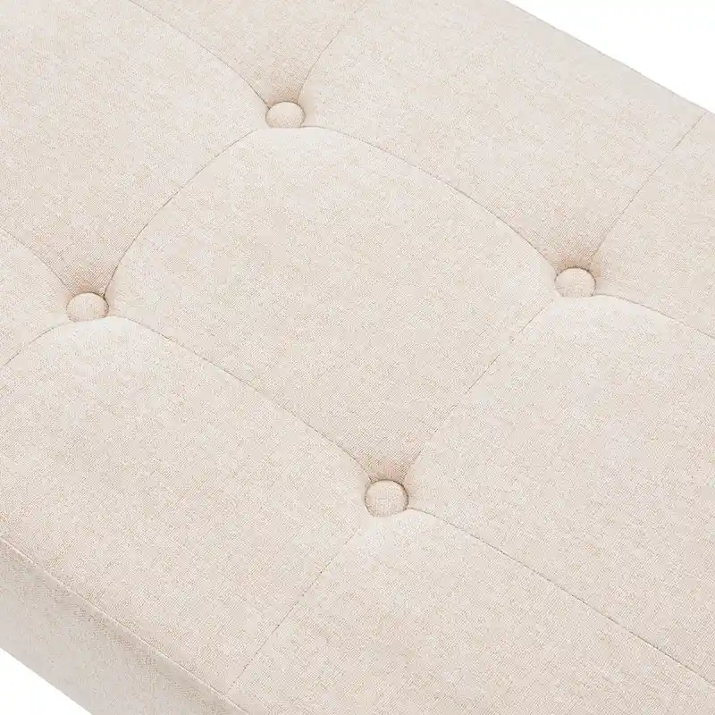 Fabric Entryway Bench Beige/ Grey/ White Upholstered Bench with X-Shaped Legs, 35-inch