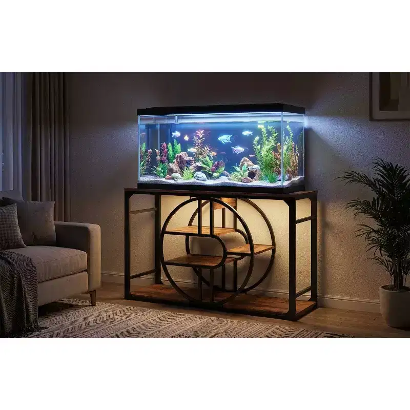 55-75 Gallon Metal Aquarium Stand, Heavy-Duty Fish Tank Stand with Storage Cabinet, Multi-Tier Fish Tank Stand with Thickened Legs, Suitable