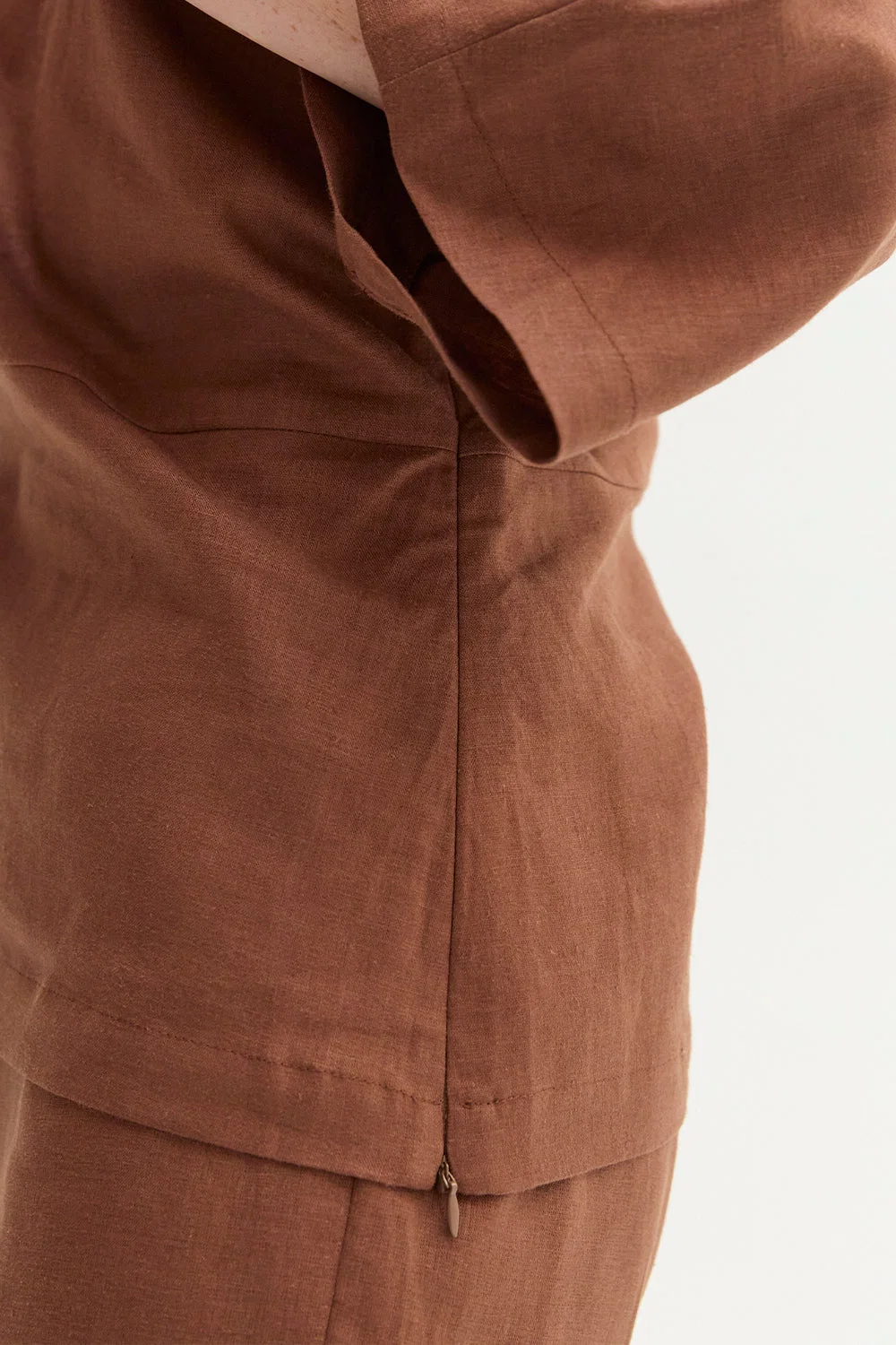 One Shoulder Linen Blend Top