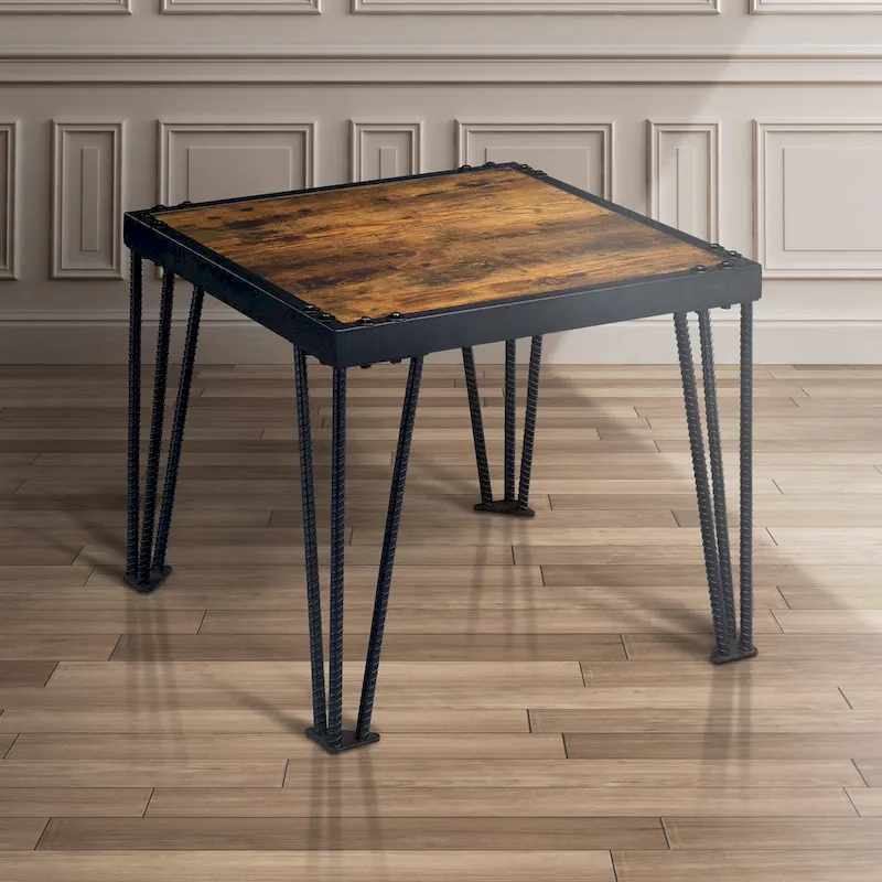 Industrial Black 24-inch Metal Square Side Table
