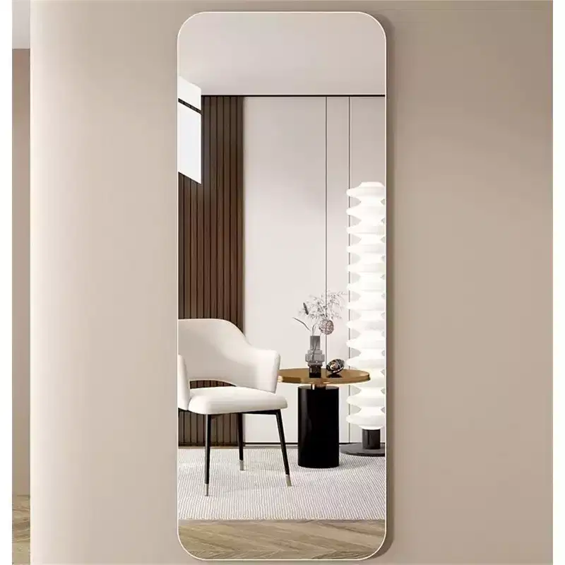Modern Full Length Body Mirror for Bedroom, Explosion-Proof Standing Full Wall Mirror with Round Corner, 59.05 Inch