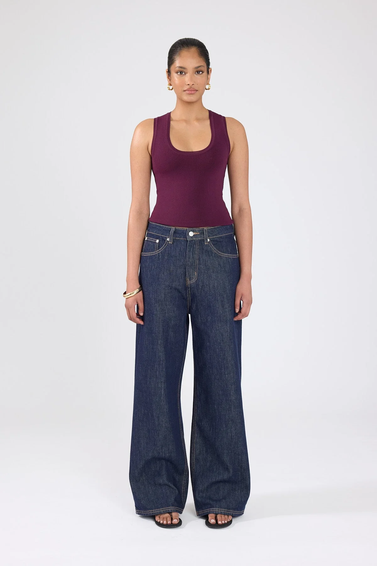 Knit Racer Top Plum