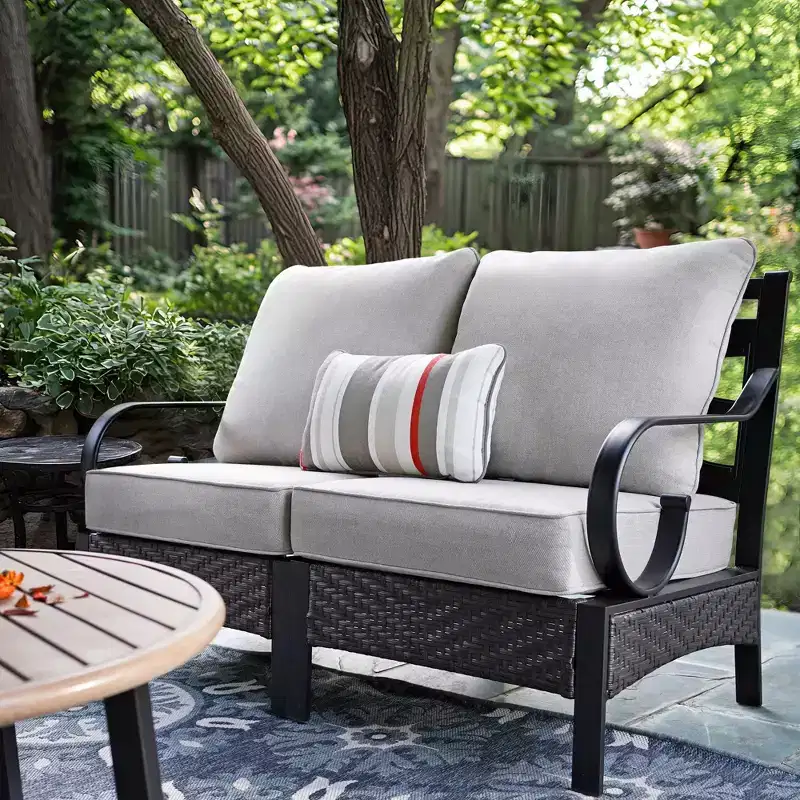 Captiva Designs 6-Seat Half-Moon Curved Outdoor Patio Sectional Sofa Conversation Set