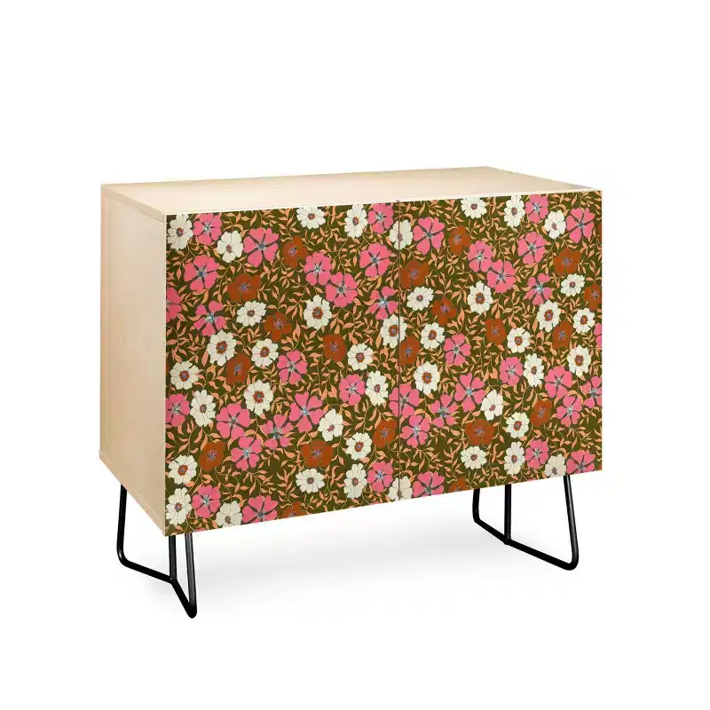 Schatzi Brown Jirra Floral Olive Credenza - Deny Designs
