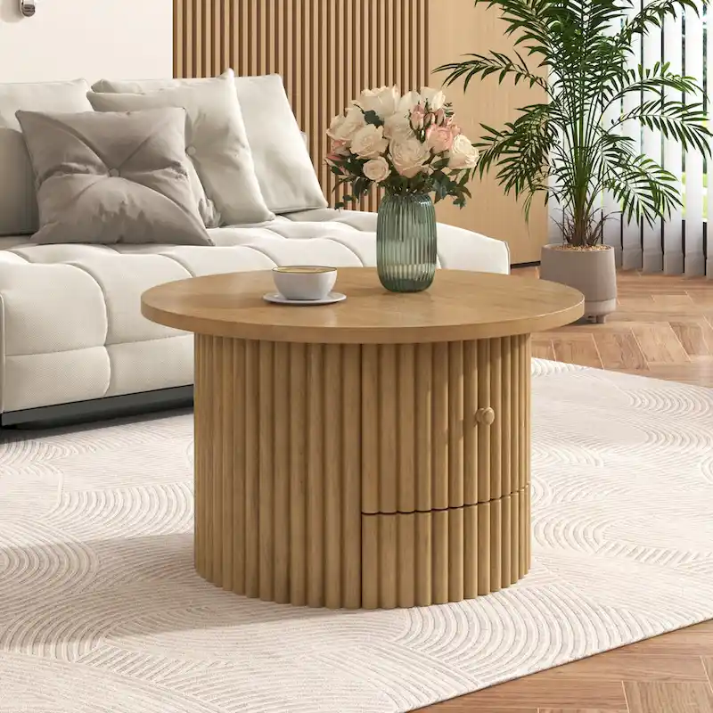 30.5 MDF Coffee Table with Drawer & Slat Base