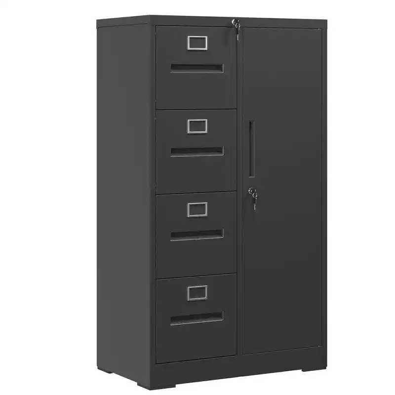 Metal Storage Vertical Filing Cabinet with Lock, Steel File Locker with 4 Drawers