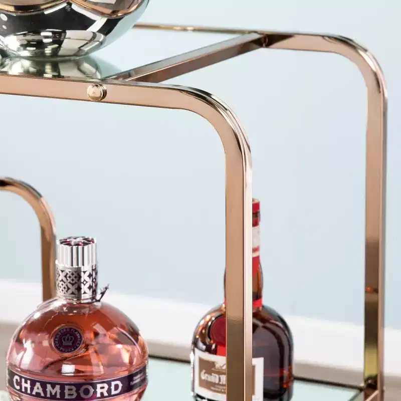 Iron Mirrored Bar Cart with 6 Shelves, 33.75