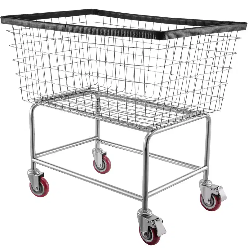 VEVOR Wire Laundry Cart, 4.5 Bushel Wire Laundry Basket with Wheels,35''x15.7''x22''Commercial Wire Laundry Basket Cart,Steel Frame,5''Casters,Silver