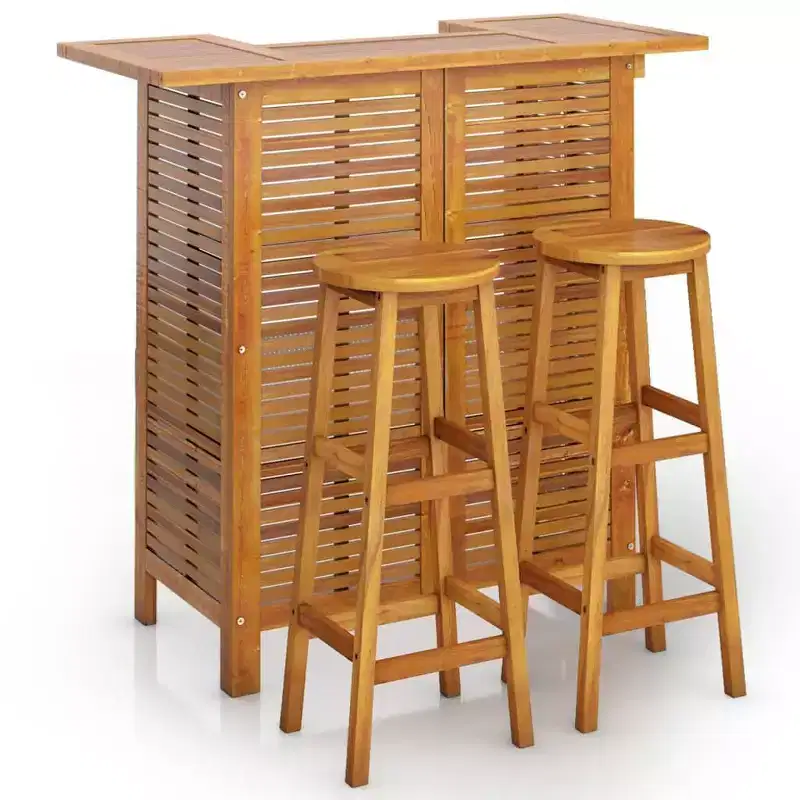 vidaXL Garden Bar Set Natural wood Solid Acacia wood 3 Piece Set