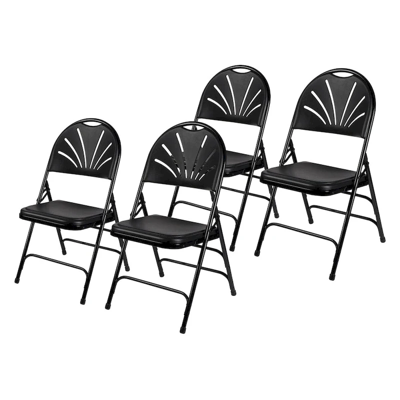 Hampden Furnishings Lusitano Collection Fan Back Folding Chair, Pack of 4