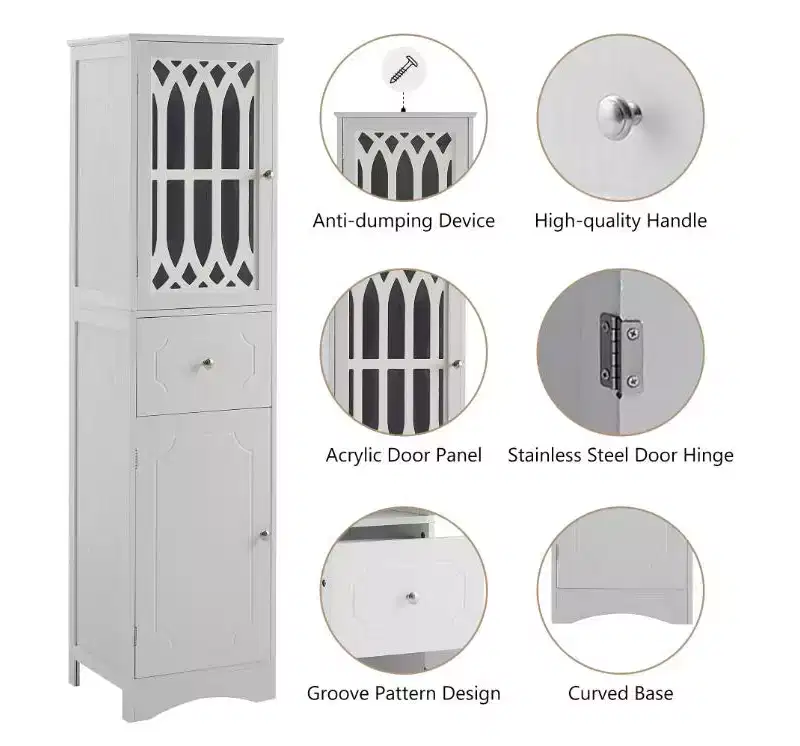MDF Freestanding Storage Cabinet with Drawer & Door,