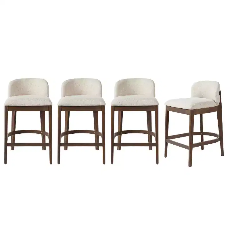 Christopher Knight Home Stephanie Farmhouse Rubberwood Upholstered Counter Stools with Curved Backrest (Set of 4)