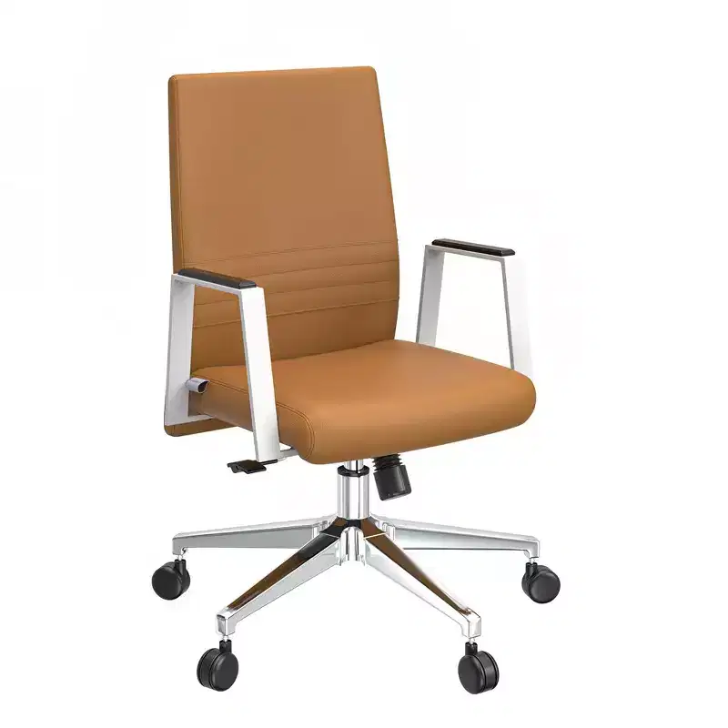 Modern Leather Office Chair, Swivel & Tilt Ergonomic Desk Chair with Iron Frame