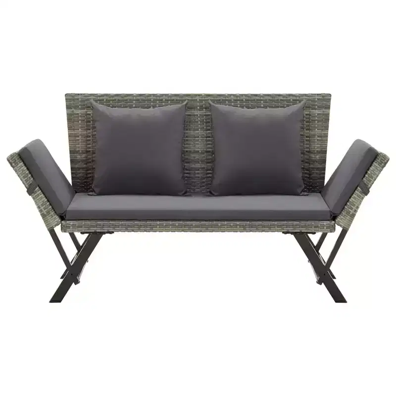 Outdoor Sun Bed Grey rattan Poly Rattan 69.3 in