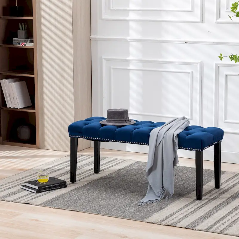 Upholstered Tufted Bench Ottoman Footrest Stool Accent Bench