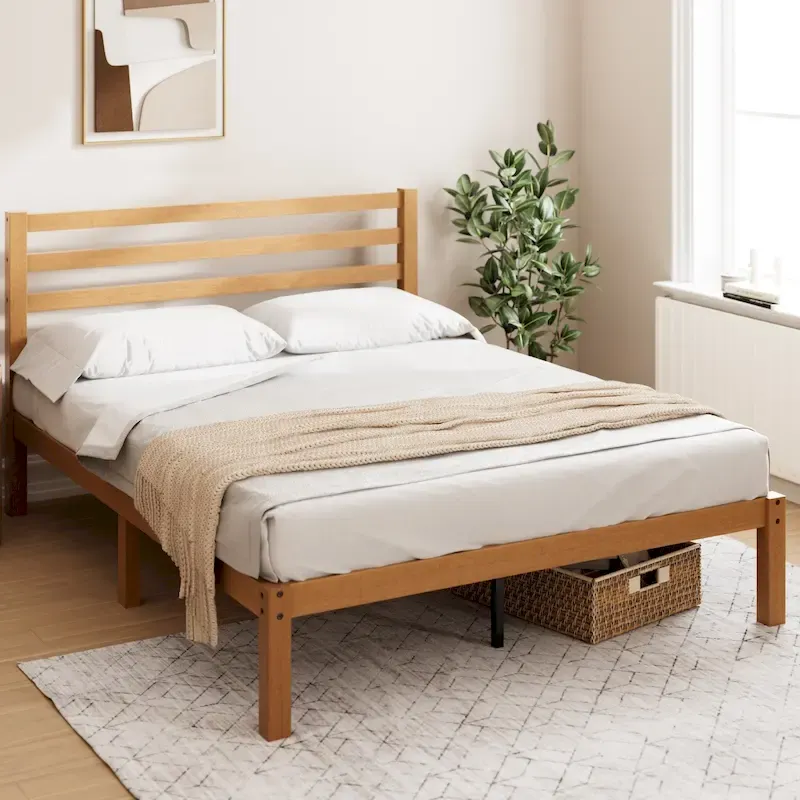 Bamboo Platform Bed Frame, Eco-Friendly Natural Material, No Box Spring Needed