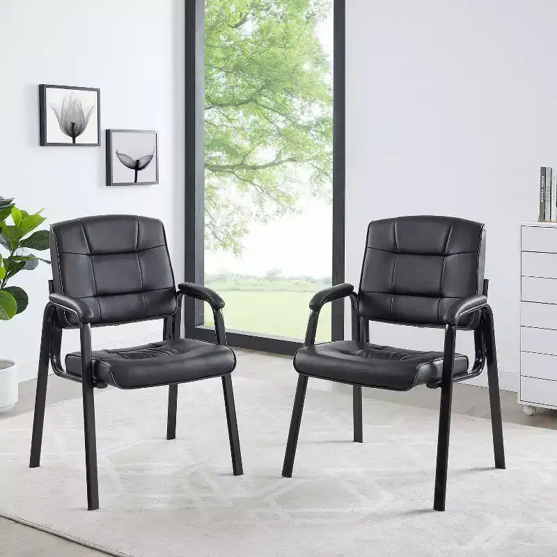 Faux Leather Guest Chair Sled Base Office Visitor Seating Set of 2/4/6/8