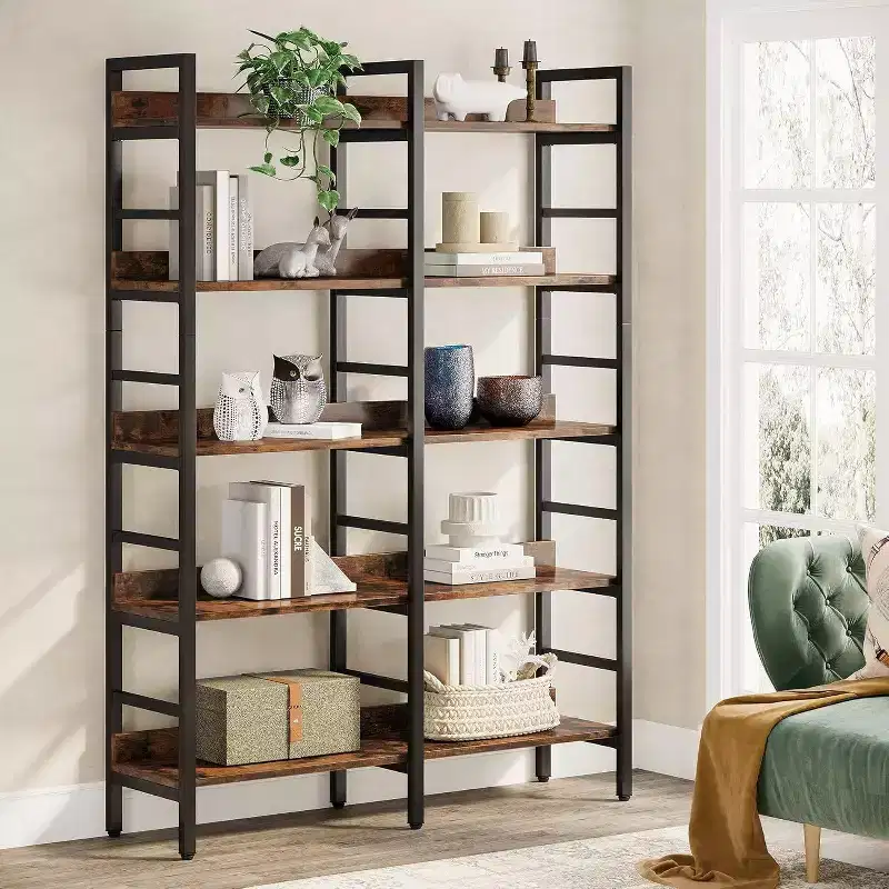 70.86" 5 Tier Bookshelf Rustic Brown