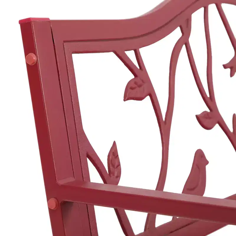 Metal Patio Bench with Steel Frame - Red - Captiva Designs: Weather-Resistant Garden Loveseat