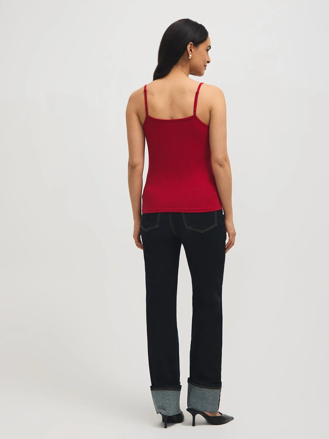 Cotton-Blend Tank Top With Lace Trim