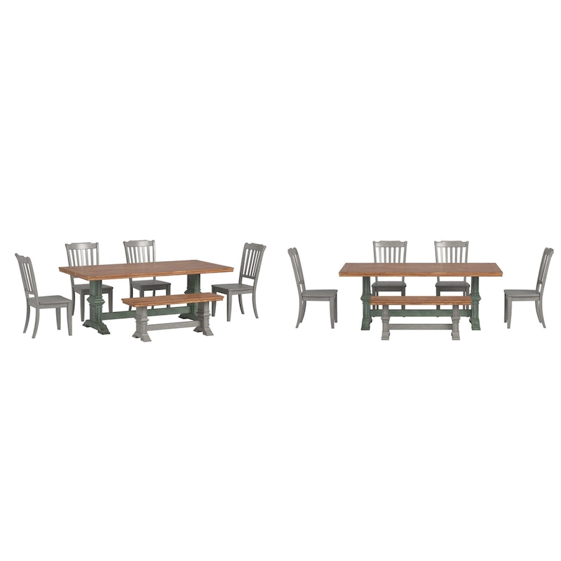 Ronda 78 Rectangular Solid Wood Top Dining Set with Spindle Back Chairs